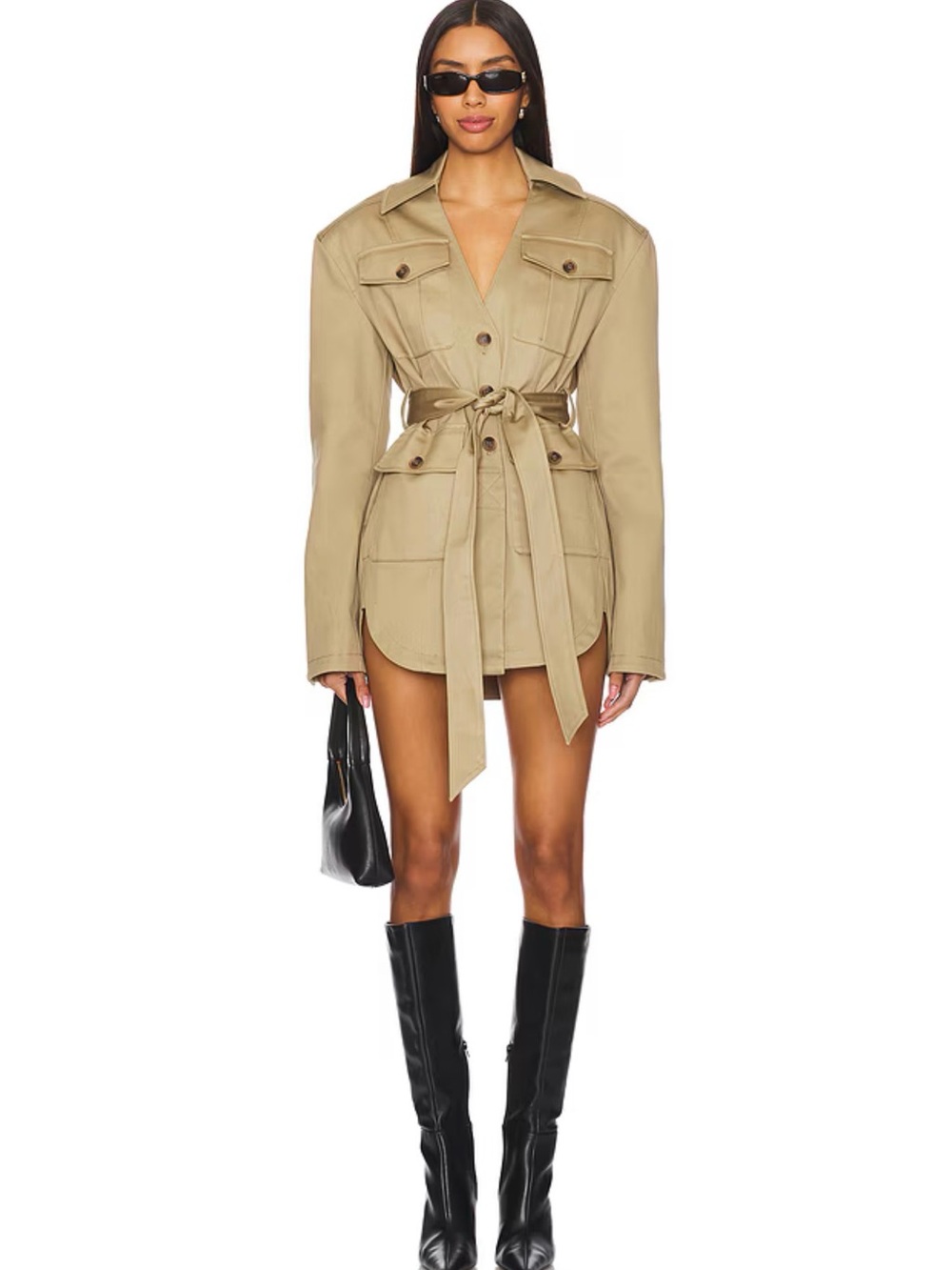 EAVES Revolve Lumi Mini Dress in Khaki - XS